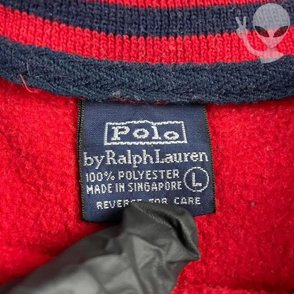 Vintage 90s Polo Ralph Lauren Fleece Crewneck Sweatshirt Mens L Red Spellout